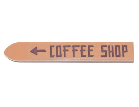 Lego Minifigure, Utensil Ski 6L with Reddish Brown 'COFFEE SHOP' and Arrow Pattern (Sticker) - Set 70840