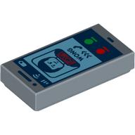 Lego Tile 1 x 2 with Smart Phone, 'WONG' Calling print / Sand Blue