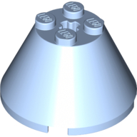 Lego Cone 4 x 4 x 2, Axle Hole [Plain] / Bright Light Blue
