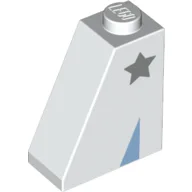Brick Sloped 65° 2 x 1 x 2 with Light Bluish Grey Star, Medium Blue Triangle Print