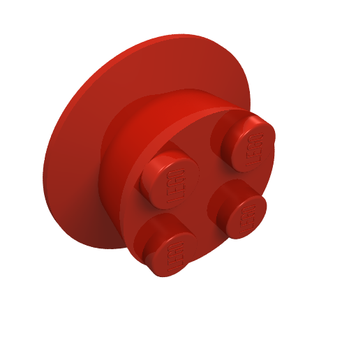 Lego Train Wheel with 2 x 2 Stud Center, Beveled Tread and Cam Axle for Motor / Red