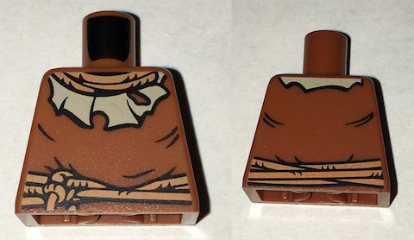 Lego Torso Batman Nougat Rope Neck and Belt, Tan Tattered Collar Pattern