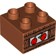Duplo Brick 2 x 2 with Apples in Crate Print / Dark Orange