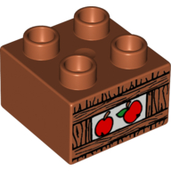 Lego Duplo Brick 2 x 2 with Apples in Crate Print / Dark Orange