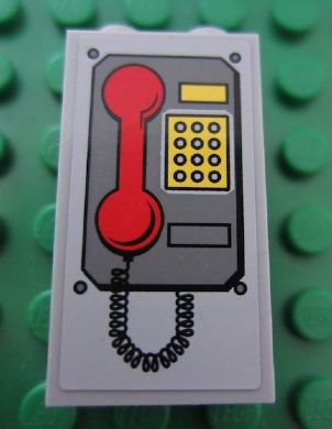 Lego Panel 1 x 2 x 3 with Side Supports - Hollow Studs with Telephone with Red Handset Pattern (Sticker) - Set 7596