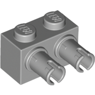 Lego Brick Special 1 x 2 with 2 Pins, Round Pin Holes / Light Bluish Gray