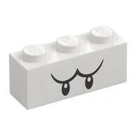 Brick 1 x 3 with Black Eyes and Eyebrows (Boo) Print / White