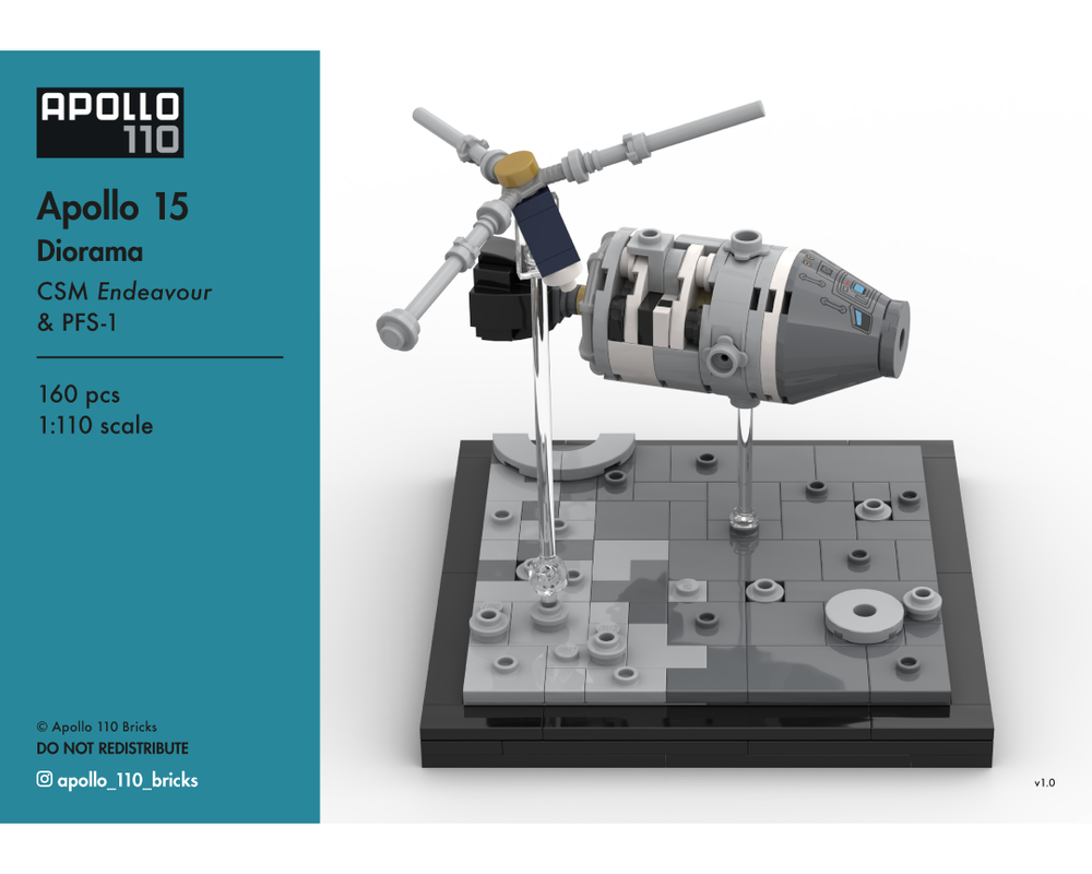 Lego Apollo 15 Diorama – CSM 'Endeavour' & PFS-1 [1:110 scale]