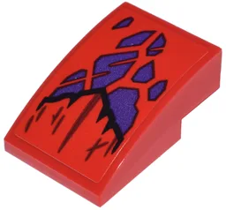 Slope, Curved 3 x 2 with Dark Purple Dragon Scales, Black Edges and Dark Brown Creases Pattern (Sticker) - Set 71832
