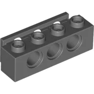 Technic Brick 1 x 4 with Bumper Holder / Dark Bluish Gray