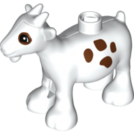 Lego Duplo Animal Goat with Eyes and Dark Brown Spots Print / White