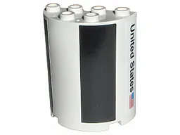 Cylinder Half 2 x 4 x 4 with Black Sections and 'United States' Pattern (Stickers) - Set 7468