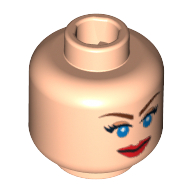Lego Minifig Head Elsa Schneider, Dual Sided, Blue Eyes Scared / Smiling Print [Blocked Open Stud] / Light Nougat