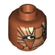 Lego Minifig Head Nikto Guard, Dark Tan Features and White Horns Print [Hollow Stud] / Dark Orange