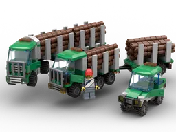 Bulge of logging trucks and trailer (cab over lorry)