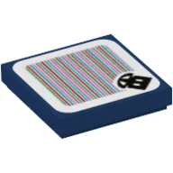 Tile 2 x 2 with Parachute Bob-Omb and Barcode Print (Sticker) / Dark Blue