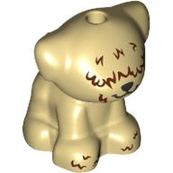 Lego Animal, Dog Pup with Reddish Brown Fur Over Eyes print / Tan