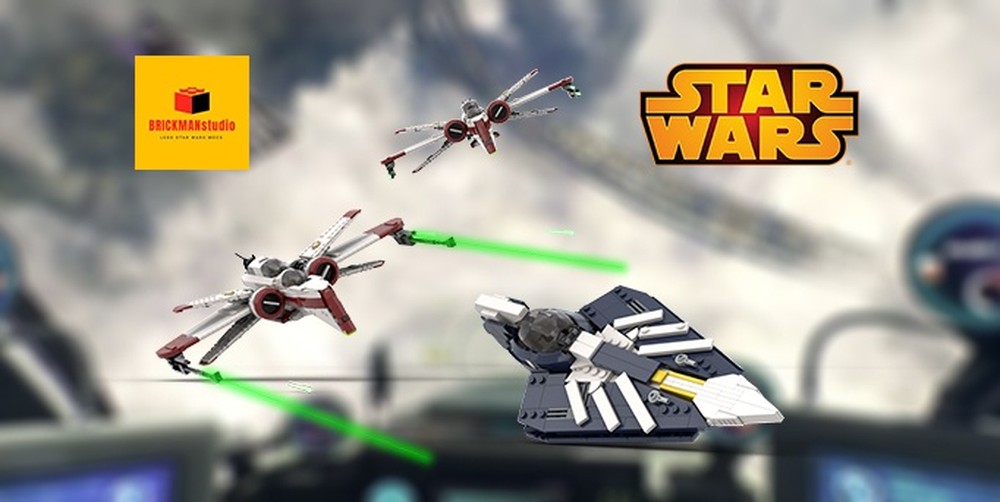 Lego SW Episode 3 Battle on Cato Neimoidia Order 66 ARC 170 Starfighter / Plo Koon Delta 7 Jed Starfighter (minifigure scale) - MOC