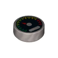 Tile Round 1 x 1 with Gauge and Red Pointer Print