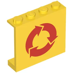 Panel 1 x 4 x 3 - Solid Studs with Recycling Arrows Print
