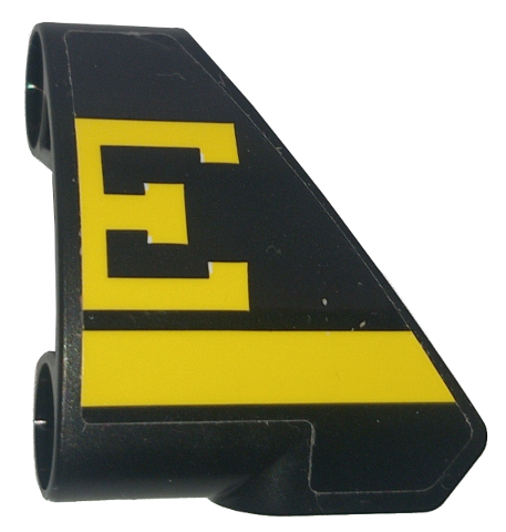 Lego Technic, Panel Curved # 9 3 x 3 Tapered Left with Yellow Stripe and Bugatti Logo Left Half / Capital Letter E Pattern (Sticker) - Set 42151