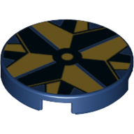 Lego Tile Round 2 x 2 with Dark Blue/Dark Tan Compass Center print