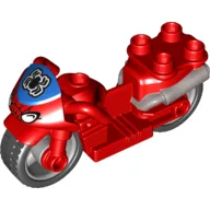 Duplo Motorcycle with Rubber Wheels, Spider Web, Headlights and Spider-Man Logo Print / Red