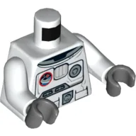 Torso Spacesuit with Space Logo and Equipment Print Front and Back, White Arms, Dark Bluish Gray Hands / White