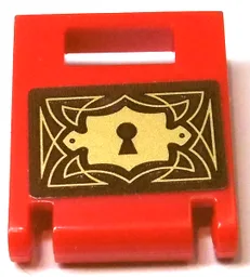 Container, Box 2 x 2 x 2 Door with Slot with Gold Keyhole Plate and Filigree on Reddish Brown Background Pattern (Sticker) - Set 41184
