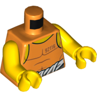 Lego Torso Tank Top with White Shirt Tied Around Waist, Prisoner Number '92116' Print, Yellow Arms and Hands / Orange