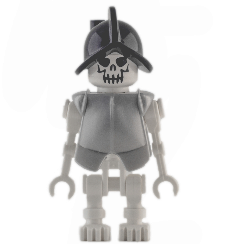 Lego Skeleton, Evil Face, Armor and Helmet, Straight Arms
