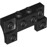 Brick Special 2 x 4 - 1 x 4 with 2 Recessed Studs and Thin Side Arches / Black