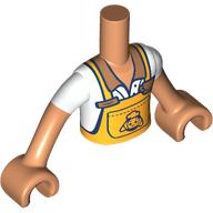 Lego Minidoll Torso Boy with Bright Light Orange Apron, White Shirt print, Nougat Arms and Hands / Nougat