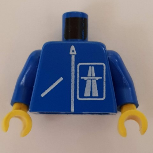 Lego Torso Jacket, Zipper, Highway Logo Print, Blue Arms, Yellow Hands / Blue