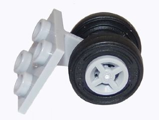 Lego Plate, Modified 2 x 2 Thin with Dual Wheels Holder - Split Pins with Light Bluish Gray Wheels and Black Tires (4870 / 4624 / 59895)