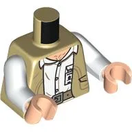 Torso, Jacket, Dark Tan Belt, White Shirt, ID Badge Print, White Arms, Light Nougat Hands / Tan