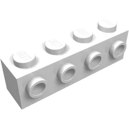 Brick Special 1 x 4 with 4 Studs on One Side / White