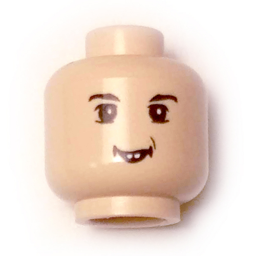 Lego Minifig Head Neville Longbottom, Eyebrows, White Pupils, and Toothed Grin Print [Blocked Open Stud] / Light Nougat