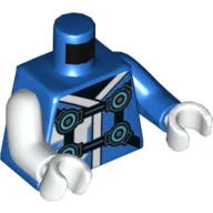 Torso, Odd Arms, Robes with White Trim, Pearl Titanium Straps with Azure Circles Print, Left Blue Arm, Right White Arm, White Hands / Blue