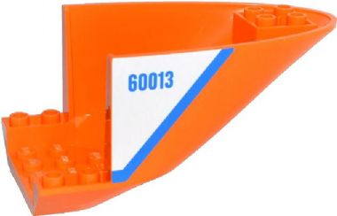 Lego Aircraft Fuselage Aft Section Curved Bottom 6 x 10 with Blue Line and '60013' on White Background Pattern on Both Sides (Stickers) - Set 60013