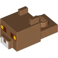 Animal Body Part, Cat Head 1 x 2 with Cube with Ears, White Nose, Yellow Eyes Print / Medium Nougat