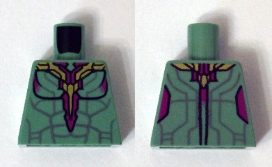 Lego Torso Muscles Outline with Sand Purple Lines and Gold and Magenta Armor Plating Pattern (Vision)