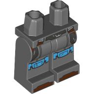Lego Hips and Dark Bluish Gray Legs with Silver Straps, Dark Azure Knees, Reddish Brown Toes print / Dark Bluish Gray