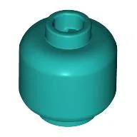 Minifig Head [Plain] [Vented Stud - 2 Holes] / Dark Turquoise