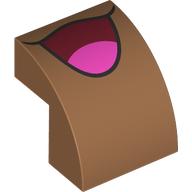 Lego Brick Curved 2 x 2 x 1 2/3 with Open Dark Red Mouth, Bright Pink Tongue print