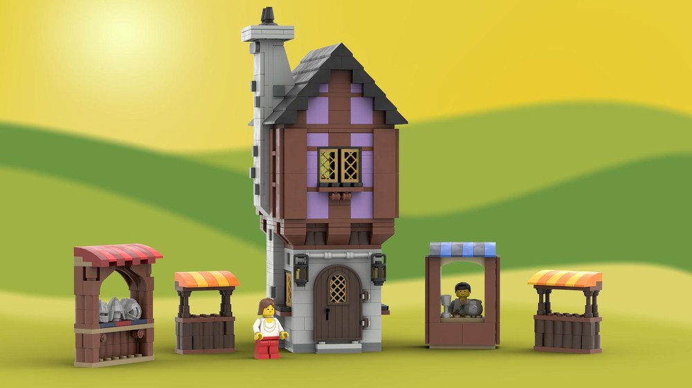 Lego Medieval Magenta Home and Merchant's Stalls