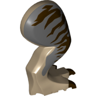 Lego Animal Body Part, Dinosaur, Tyrannosaurus Rex Leg, Right, with Pin, Dark Brown Claws and Dark Brown Stripes on Dark Bluish Gray Print / Dark Tan