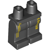 Lego Hips and Black Legs with #1 Batfan Yellow Stripes / Black