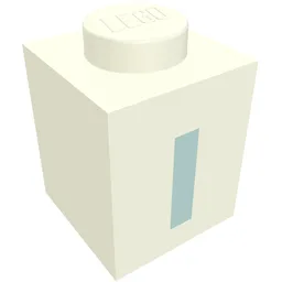 Brick 1 x 1 with Blue 'I' Print (Bold Font) / White