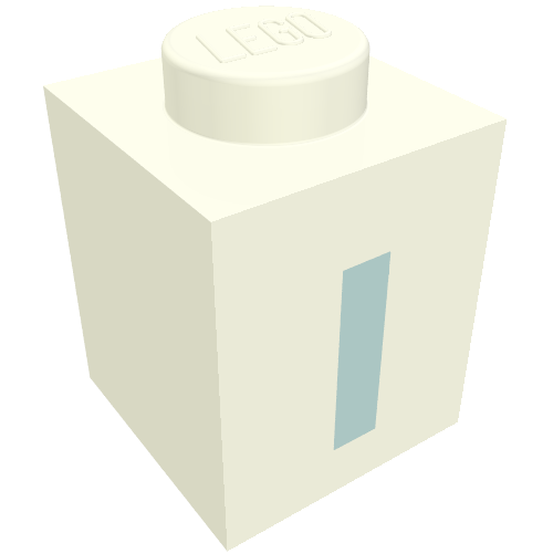 Lego Brick 1 x 1 with Blue 'I' Print (Bold Font) / White